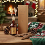 Craft & Kin Oud Wood Diffuser Reed Diffuser | All Natural Essential Oil & 8 Rattan Scent Sticks | Reed Diffusers for Home, Bathroom | Long Lasting Home Fragrance in Amber Glass, 5.75oz