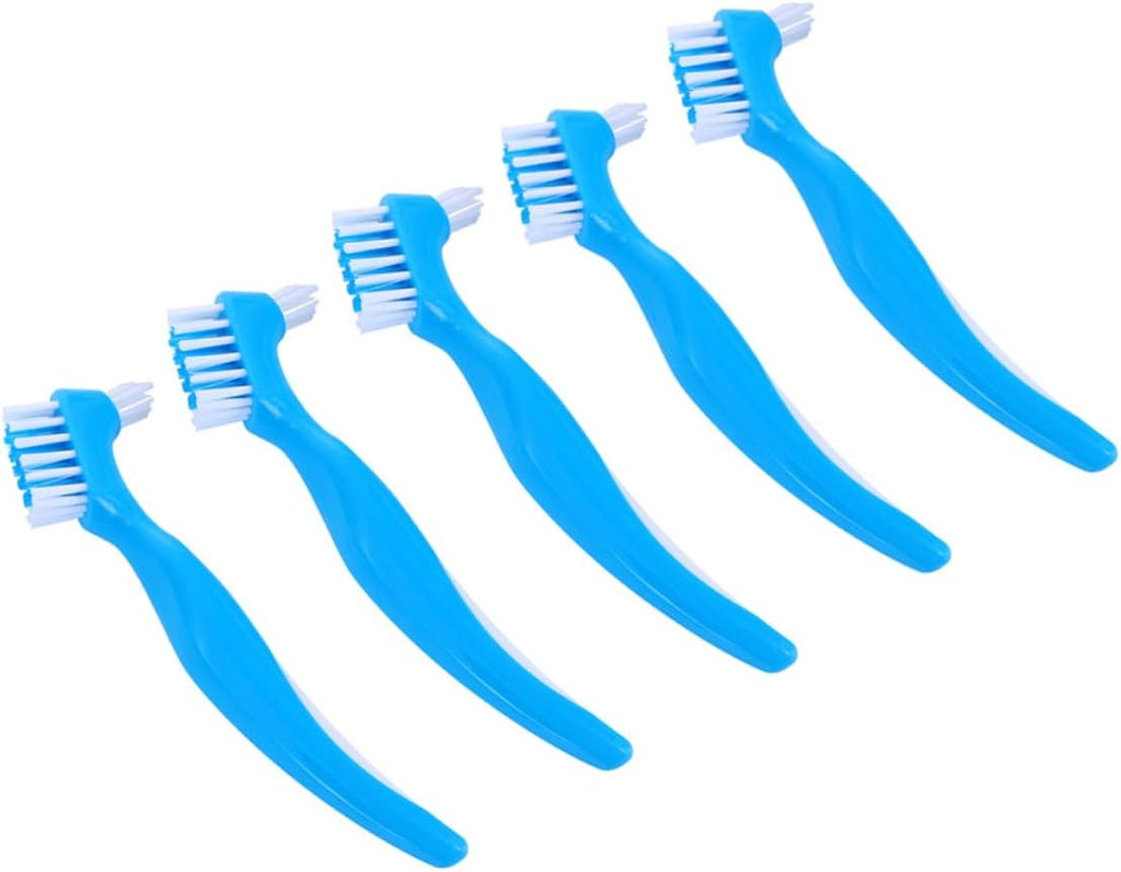 COLLBATH Ergonomic Handle Brush 5pcs Toothbrush Set Gentle Bristles for False Home Cleaning Brush