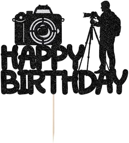 Glitter Photographer Birthday Cake Topper Photography Enthusiast Party Themed Baby Shower Boys Girls Birthday Party Cake Decorations Supplies