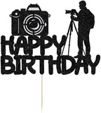 Glitter Photographer Birthday Cake Topper Photography Enthusiast Party Themed Baby Shower Boys Girls Birthday Party Cake Decorations Supplies