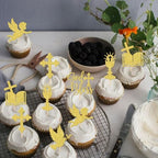 24 PCS God Bless Cupcake Toppers Glitter Dove Angel Chalice Bible Cross Cupcake Picks God Christian Baptism First Communion Theme Baby Shower Birthday Party Cake Decorations Supplies Gold
