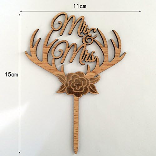 Mr and Mrs Cake Toppers Rustic Flower Tree Wood Wedding Party Engagement Decoration