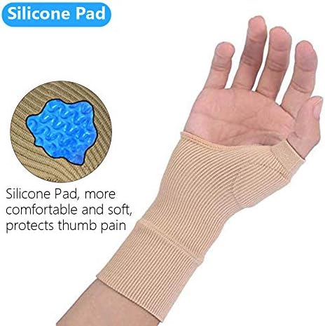 1Pair Thumb Hand Wrist Support Compression Gloves with Silicon Gel Pad, Ideal for Arthritis Joint Pain Tendonitis Sprains Hand Instability Sports