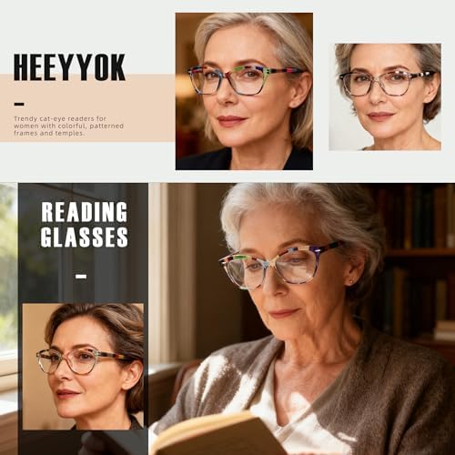 HEEYYOK 1.50 Reading Glasses Women Small Face 4-Pack Colorful Reader For Womens Cheaters Reading Ladies Lightweigth Flexible Spring Hinge