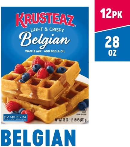 Krusteaz Light & Crispy Belgian Waffle Mix No Artificial Flavors, Colors, or Preservatives 28 Ounce (Pack of 3)