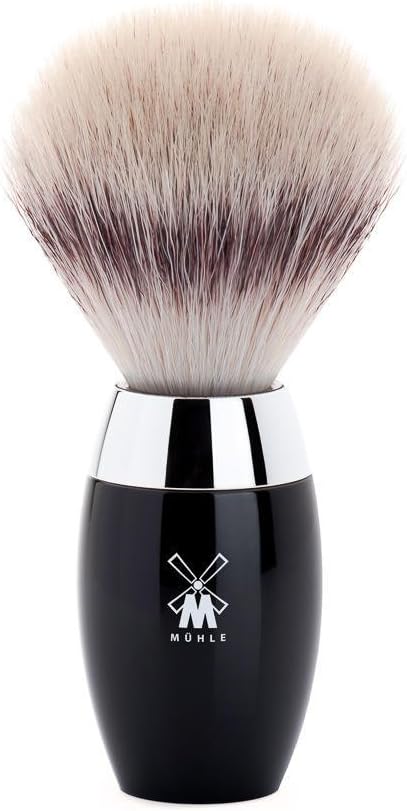 MÜHLE KOSMO Black Silvertip Fiber Shaving Brush - Synthetic Luxury Shave Brush for Men, Rich Lather