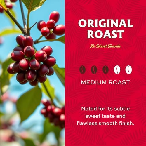 Lion Coffee Original Roast, Whole Bean Coffee, Medium Roast, A Taste of Aloha - 24 Ounce Bag