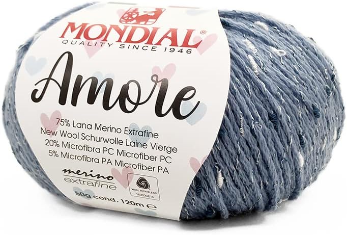 Mondial Amore de Mondial Blue Wool Yarn 120m 50g