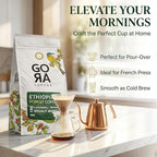 GoRa Organic Ethiopian Coffee Beans – Medium Roast Whole Bean, Single Origin 100% Arabica, Smooth Fruity & Floral Notes, Forest-Grown Specialty Coffee – 250g (8.8oz)