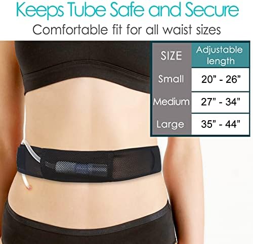 Peritoneal Dialysis Belt Breathable Mesh PD Catheter Holder Belt for Secure Stomach Abdominal Feeding Peg G J Tube Supplies Patients Women Men Adults Black, Medium