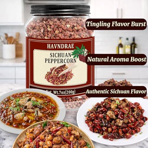 7oz(200g) Sichuan Peppercorns, Authentic Szechuan Red Peppercorn, Less Seeds, Strong Flavor, Whole Sichuan Pepper for Mapo Tofu, Kung Pao Chicken and Asian Cuisine
