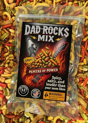 Dad Rocks Mix - Spicy Trail Mix for Men - Funny Father's Day Gift for Dad - Loud Gift for Music Lovers - Hilarious Snack for Rock Dads - Novelty Gag Gift from Kids