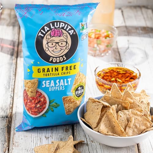 Tia Lupita Cactus Tortilla Chips Sea Salt (Pack of 3) - Vegan, Gluten-Free, Grain-Free, Dairy-Free, Non-GMO, High Fiber, Authentic Mexican Snack Food