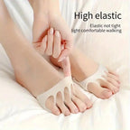 2pcs Sponge Forefoot Pads, Sweat-Absorbing Sandal Insoles, Five-Finger Half-Cut Socks, Anti-Odor Half-Size Pads, Beige