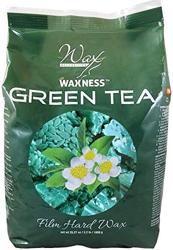 Waxness Film Hard Wax Beads Green Tea 2.2 lb (1 kg) – Stripless Professional Hard Wax with Green Tea Scent for Face & Body, Smooth Application – Made in Italy