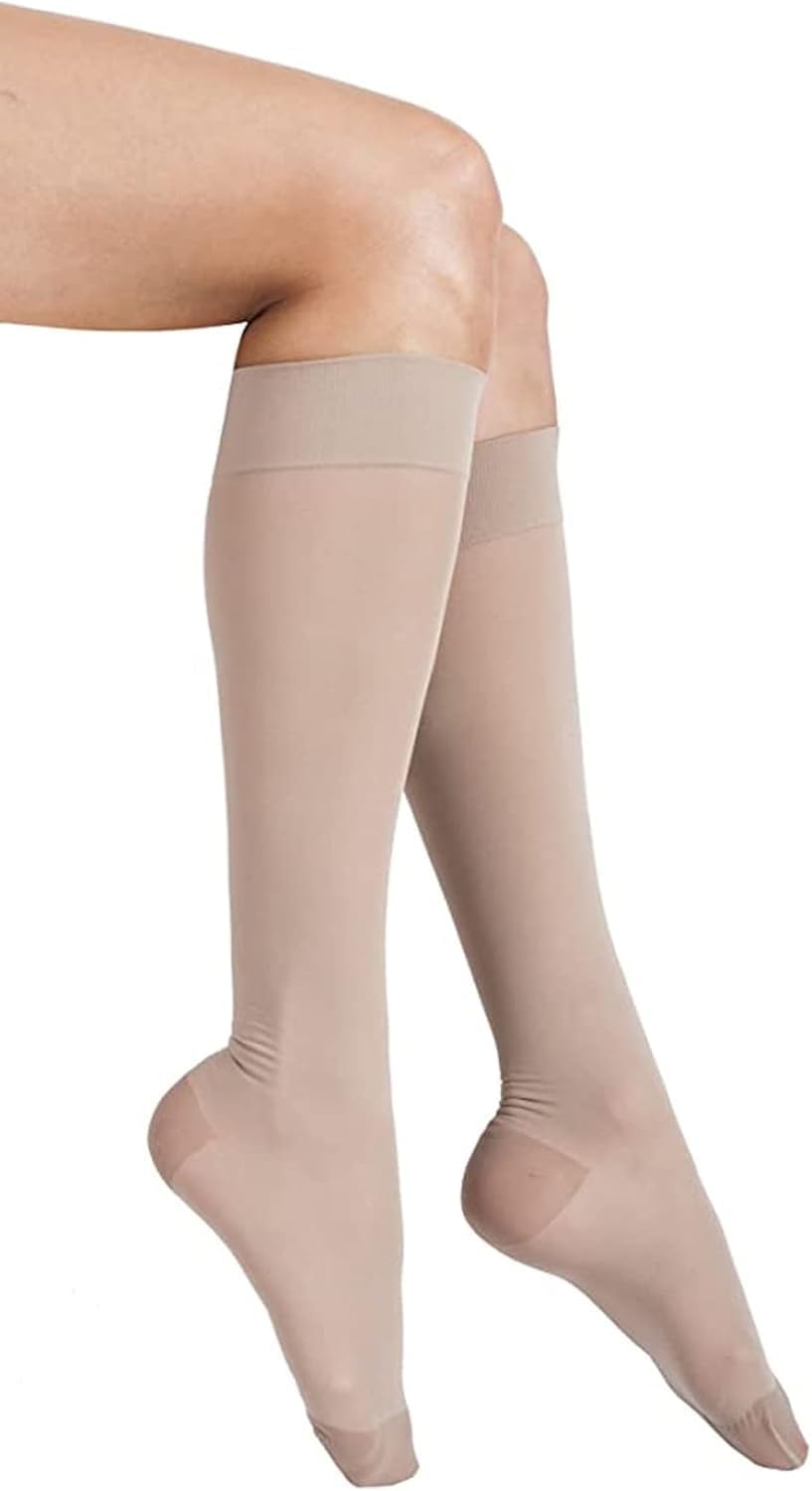 GABRIALLA, Made in Italy Sheer Compression Socks for Women 20-30 mmHg Knee High, Medical Compression Stockings for Circulation, Travel, Varicose Veins, Swelling & Pregnancy, Closed Toe