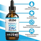 Zinc Supplements Liquid Drops Organic - Pure Organic Ionic Liquid Zinc Supplement Drops for Kids, Adults, Women & Men - Vegan, Skin Immune Support Supplements for Toddler Kids, Adults, Women, Men 4 Oz