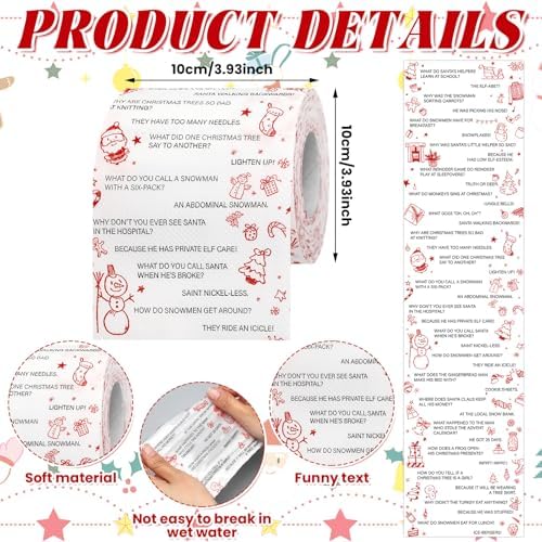 Fullhawl 6 Pcs Christmas Joke Toilet Paper Roll Funny Christmas Toilet Paper Roll Holiday Novelty Toilet Paper Xmas Bathroom Tissue Paper Decoration Christmas Funny Gag Gifts