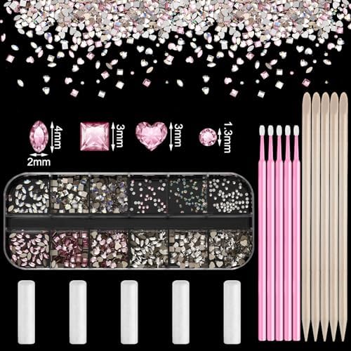 Sosation 377 Pcs 4 Shapes Tooth Gem Kit Jewelry DIY Crystal Tooth Gems Professional Fashionable Artificial Crystal Reflective Ornaments Shining Teeth for Birthday Party Decor