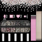 Sosation 377 Pcs 4 Shapes Tooth Gem Kit Jewelry DIY Crystal Tooth Gems Professional Fashionable Artificial Crystal Reflective Ornaments Shining Teeth for Birthday Party Decor