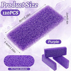 120 Pcs Disposable Pumice Stone for Feet, Purple Foot Scrubber Pads, Callus Remover and Dead Skin Exfoliator for Pedicure, Salon and Home Use