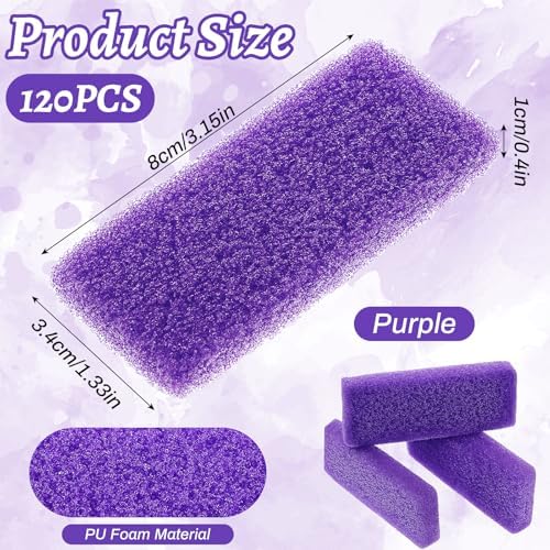 120 Pcs Disposable Pumice Stone for Feet, Purple Foot Scrubber Pads, Callus Remover and Dead Skin Exfoliator for Pedicure, Salon and Home Use
