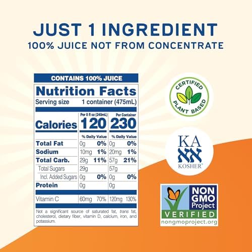 Odwalla 100% Pure Orange Juice No Pulp – Hand-Picked OJ Juice - Vitamin C - No Sugar Added, No Artificial Ingredients, No Preservatives - 16 fl oz (12 Pack)