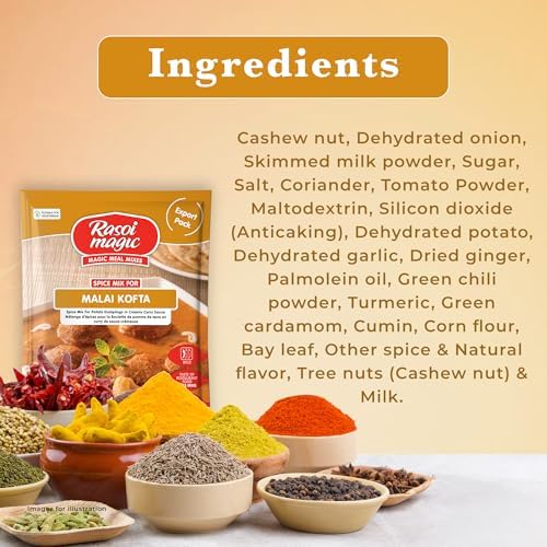 Rasoi Magic Spice Mix for Malai Kofta, 50g | Ready-to-Cook | No Added Preservatives or Artificial Colours | Delicious Restaurant-Style Taste in 15 Minutes | Easy Cooking | Pack of 3