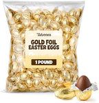 Easter Milk Chocolate Gold Wrapped Eggs Candy - 1 Pound Bulk Individually Foil Wrapped Creamy Milk Chocolate Eggs for Easter Baskets, Candy Dishes, Party Favors & Spring Celebrations