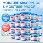 22Pack Moisture Absorbers, 10.6OZ Humidity Absorber Bucket, Moisture Absorbers for Closet, Dehumidifier Bucket for Wardrobes、 Kitchens and Bathrooms, Fragrance Free Humidity Absorber