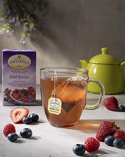Twinings Wild Berries Tea - Naturally Caffeine-Free Herbal Infusion Bursting with Fresh and Uplifting Berry Flavours, Individually Wrapped Tea Bags, 20 Count (Pack of 2)