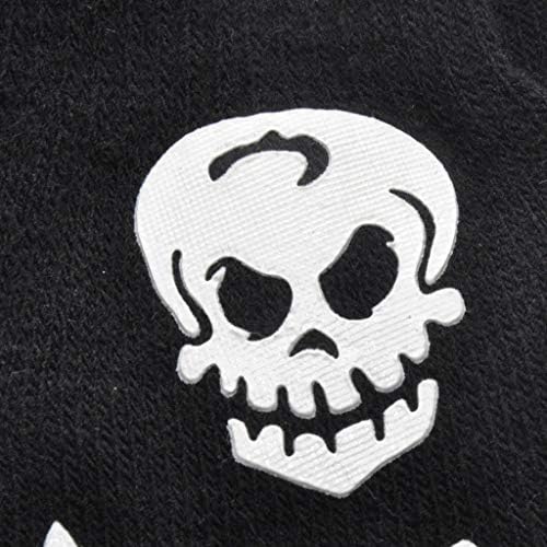 Toddler Kids Halloween Cosplay Skeleton Skull Half Finger Gloves Glow in The Dark Luminous Fingerless Winter Mittens Black+White
