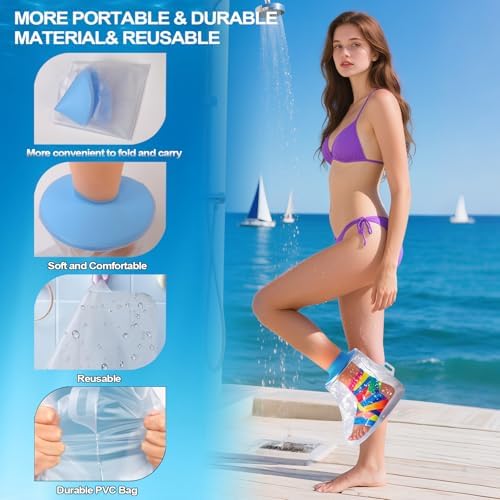 Waterproof Cast Cover for Foot Adult, Shower Boots for Foot after Surgery, Watertight Ankle Cast Protector Showeing Boot Cover for Bandage Dressing Wound, Reusable