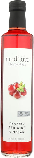 Madhava Organic Red Wine Vinegar, Non GMO, USDA Organic, 500 ML (Pack of 6)