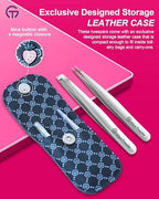 Expert Slant and Point Tip Tweezer Set with Exclusive Storage & Carrying Case, GlamTweeler Sharp & Precision Tweezer Set for Eyebrows, Facial Hairs and Fine Hairs Removal (Sparkle Silver)