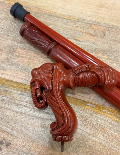 Handmade African Elephant Head Handle Wooden Walking Cane for Men and Women - Fashionable Traditional Unique Wood Cane -Comfortable Handle Walking Sticks, Carving Walking Canes as Gift (36 INCHES)