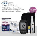 TRUENESS Blood Glucose Meter Bundle - Blood Glucose Monitor, Case, 100 Test Strips, 100 Lancets, Lancing Device, Control Solution - Fast, Easy Testing Supplies for Home Use