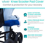 Vive Mobility Knee Scooter Pad Cover - Soft Plush Adult Sheepskin Memory Foam Cushion, Walker Accessory for Knee Roller, Padded Accessories Leg Cart Improves Comfort with Injury, Universal Fit (Blue)