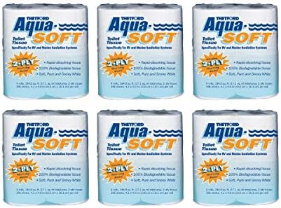 Aqua-Soft Toilet Tissue - Toilet Paper for RV and marine - 2-ply 4 Rolls Thetford 03300 (6 Pack)