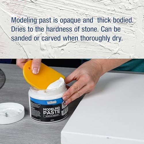U.S. Art Supply Acrylic Modeling Paste - 16.9oz (500ml) Lightweight, Flexible, Mixable, Sandable, and Archival-Safe