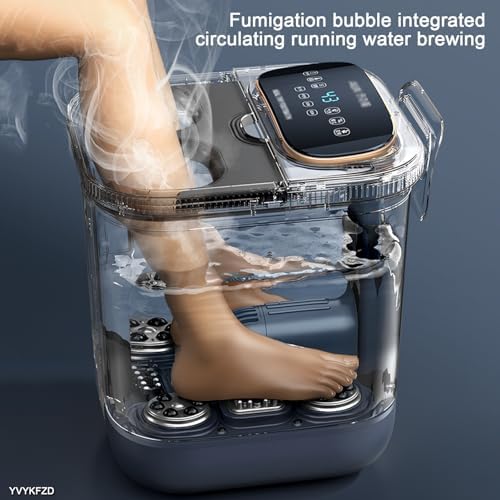 YVYKFZD Foot Spa Bath, Foot Bath Basin Massager, Portable Foot Soak Tub with Heat, Red Light, Temperature Control, Bubbles, for Tired Feet, Relieve Feet Muscle Pain (Color : White)
