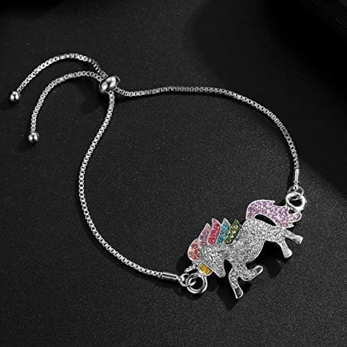 ALoveSoul Silver Tone Little Princess Rainbow Unicorn Pendant Girl Ladies Fashion Necklace Gift for Women