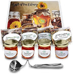 C&J Farms Texas Gourmet Artisan Seasonings A Gift of Tea and Honey Gift Set- 9 Piece Variety Sampler Box- Includes Stir Spoon and Sampling of Loose Leaf Tisanes & Infused Honey- Local, Natural Flavors