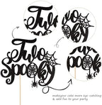 1 PCS Two Spooky Cake Topper Glitter Spider Web Halloween 2nd Birthday Cake Pick Baby Shower Cake Decoration for Halloween Spooky Two Second Birthday Party Cake Decorations Supplies