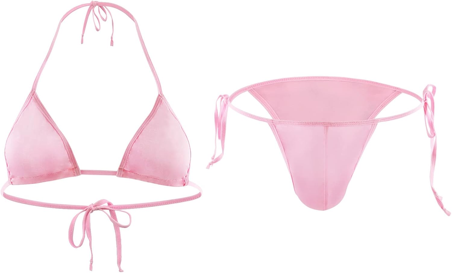 IPENNY Men's Adjustable Sissy Underwear 2 Pcs Sexy Bra Bikini Panties Set Halter Bra Briefs String Thong Bottom Nightwear
