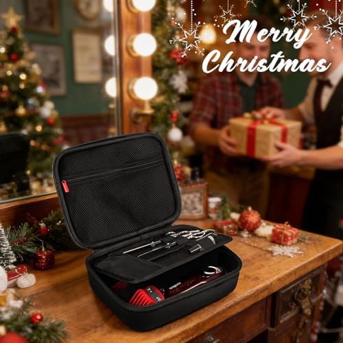 ProCase Hard Travel Case for Hair Clippers, Hair Cutting Barber Supplies Holder, Trimmer Organizer Storage Bag for Hatteker/Oneisal/Wahl 5Star/Andis Men Razor Guard Grooming Kits -Black