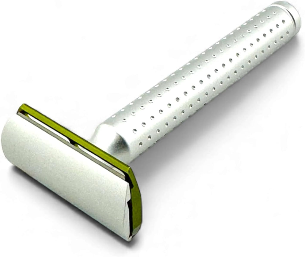 Parker Safety Razor - The AeroShave, Classic Length Handle-CNC Aluminum Double Edge Safety Razor & 5 Blades,- Precision Blade Exposure for a Comfortable Shave, For Men & Women. Mild Aggression