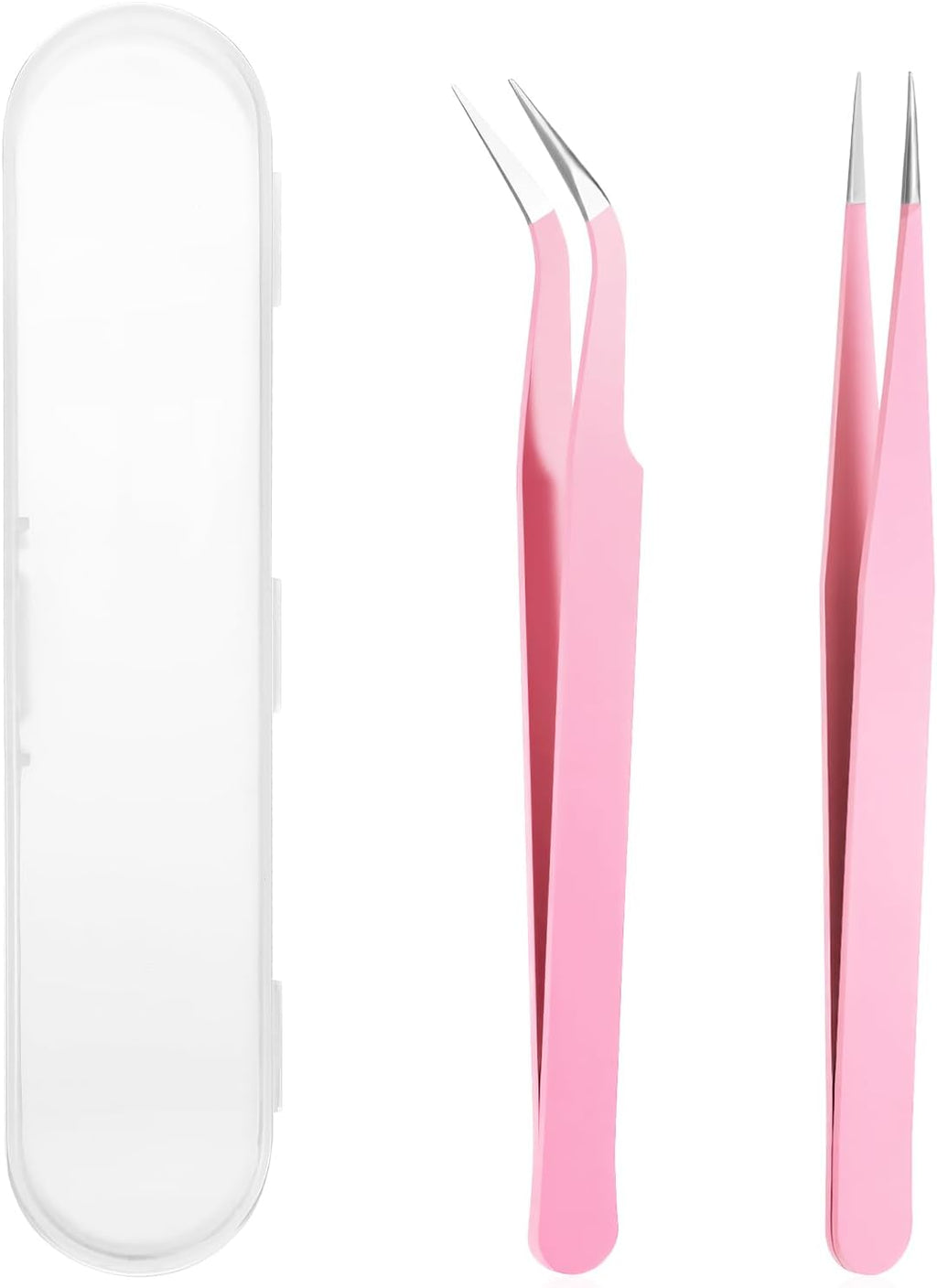 2 Pcs Sticker Tweezers, Craft Tweezers Scrapbooking Tools Precision Tweezer Pink Cute Crafting Tweezer for Stickers Lashes Electronics Scrapbooking (Pink)