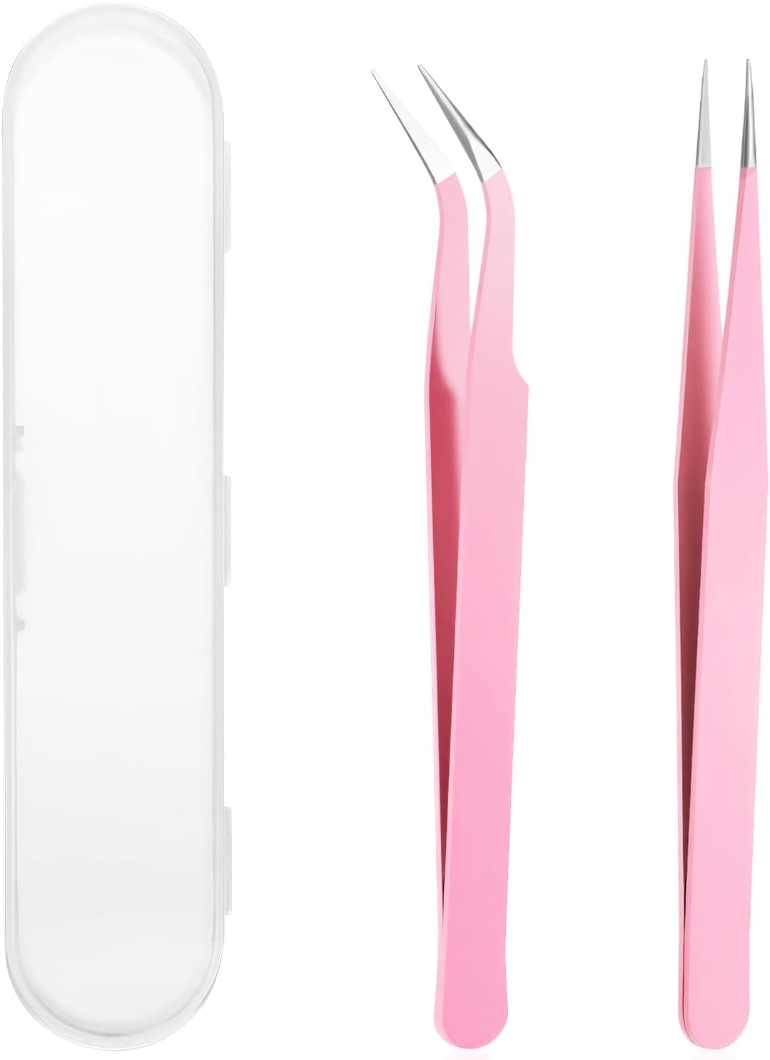 2 Pcs Sticker Tweezers, Craft Tweezers Scrapbooking Tools Precision Tweezer Pink Cute Crafting Tweezer for Stickers Lashes Electronics Scrapbooking (Pink)