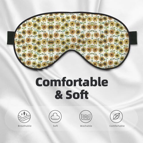 Romantic Sunflowers Print Unisex Sleeping Eye Mask,Soft Comfortable Light-Blocking Eye Mask